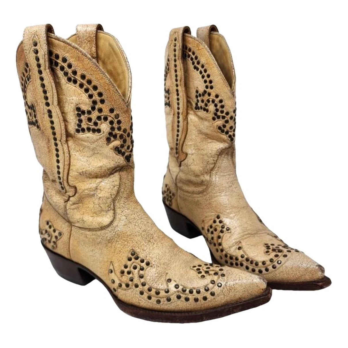 Pre-owned Old Gringo Leather Western Boots In Beige