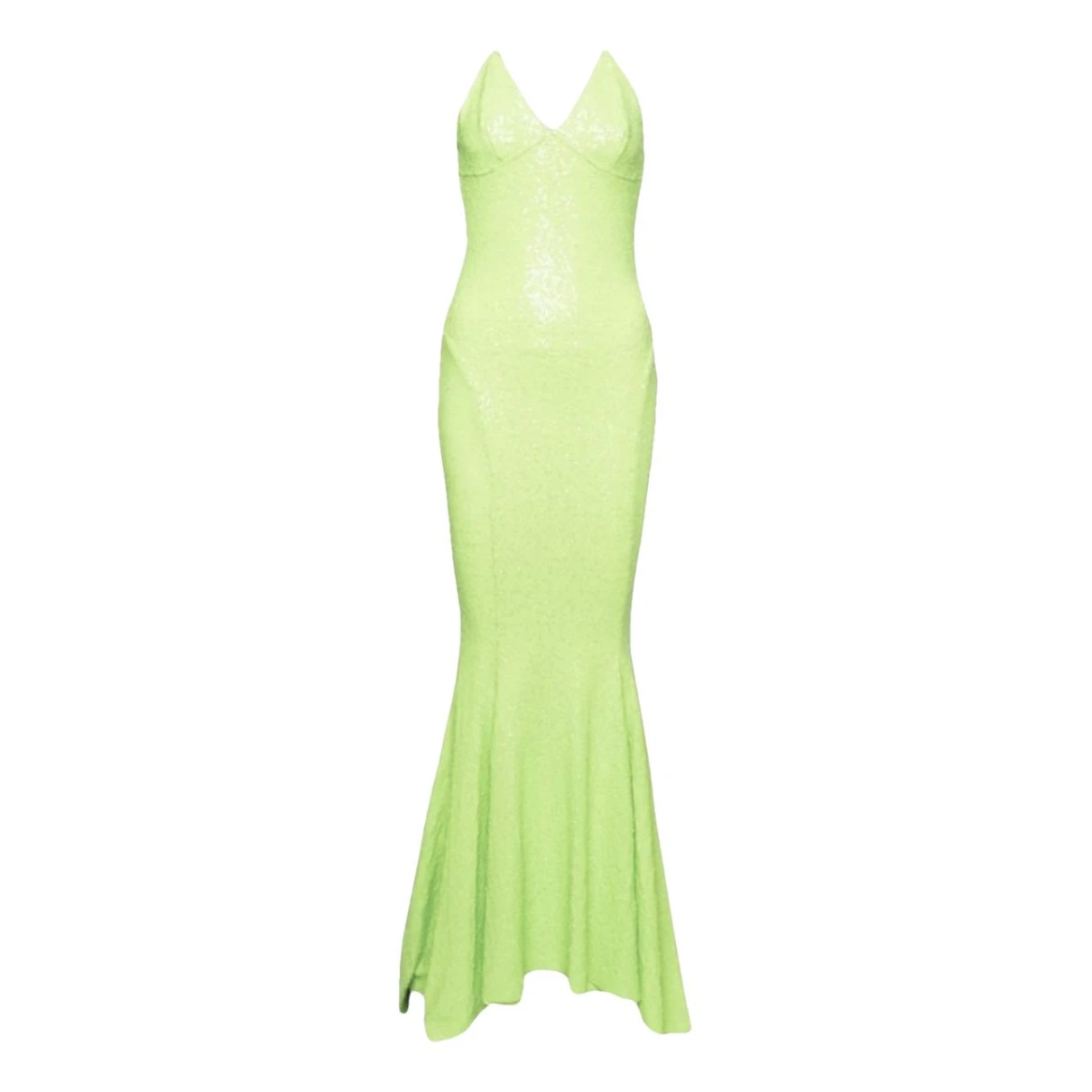 Pre-owned Norma Kamali Glitter Maxi Dress In Green