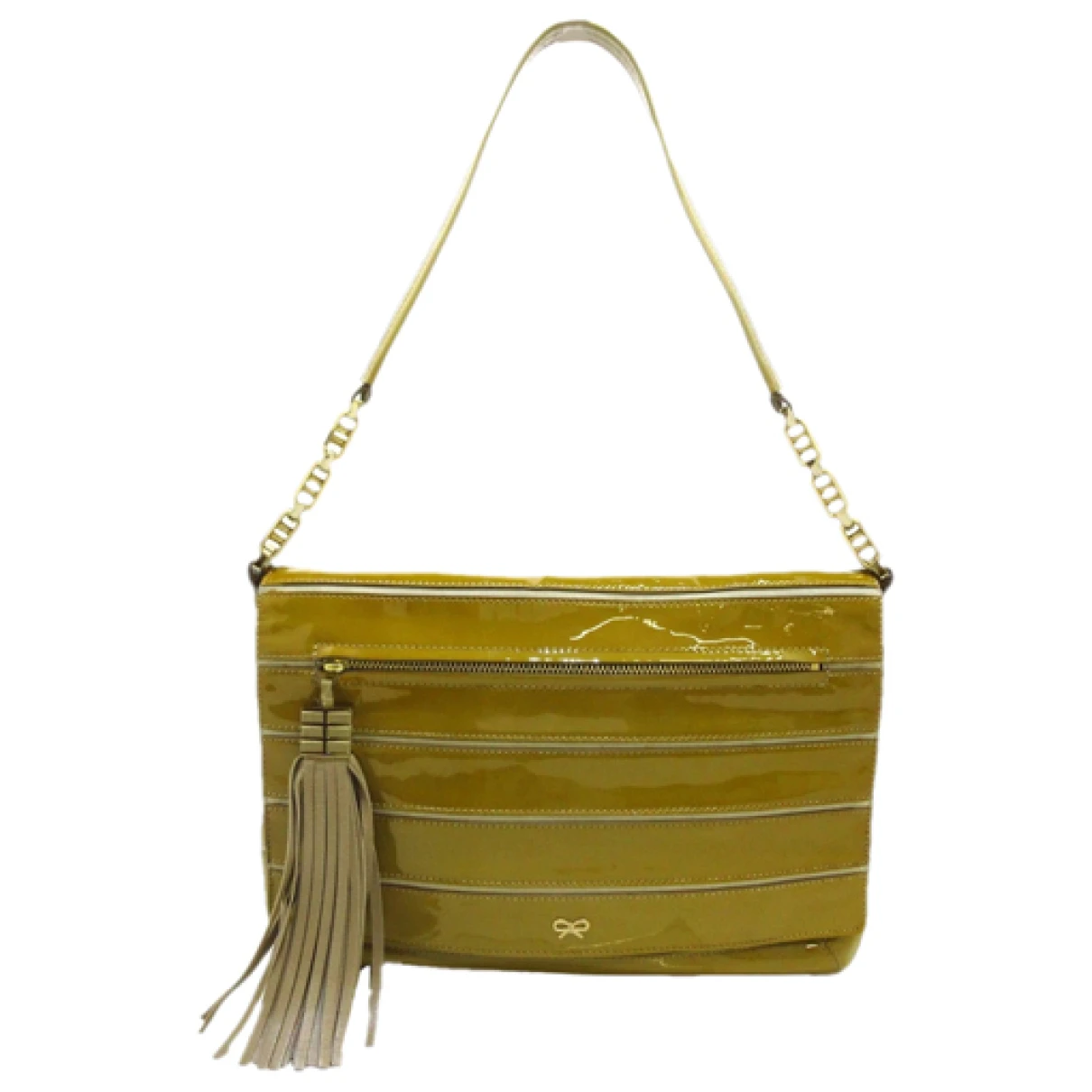 Pre-owned Anya Hindmarch Patent Leather Handbag In Yellow
