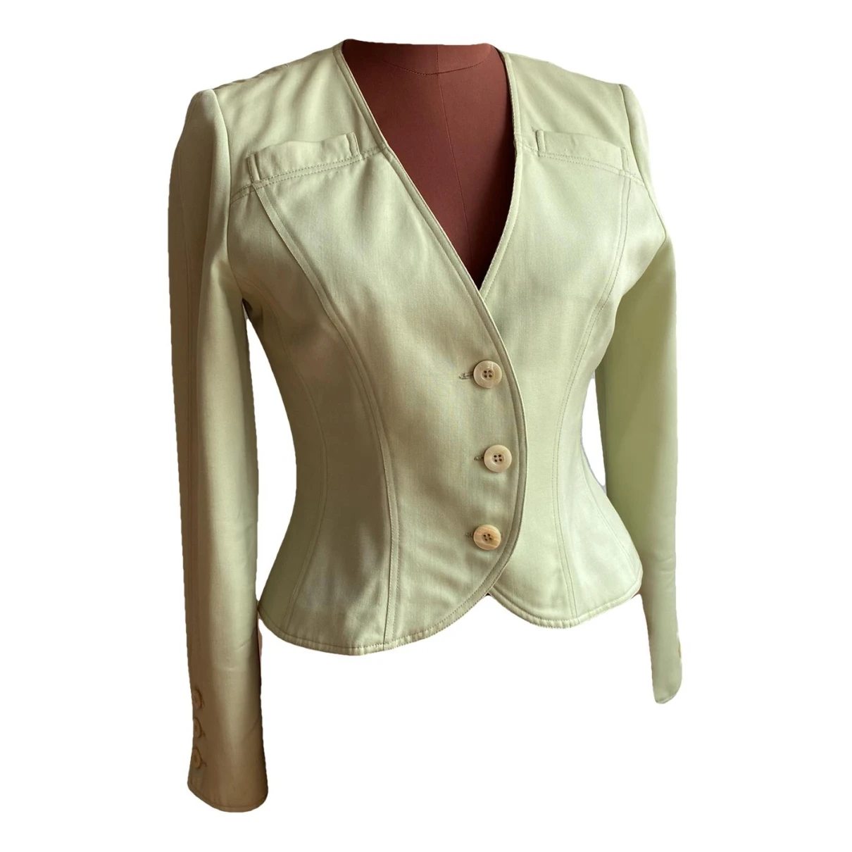 Pre-owned Fendi Wool Short Vest In Green