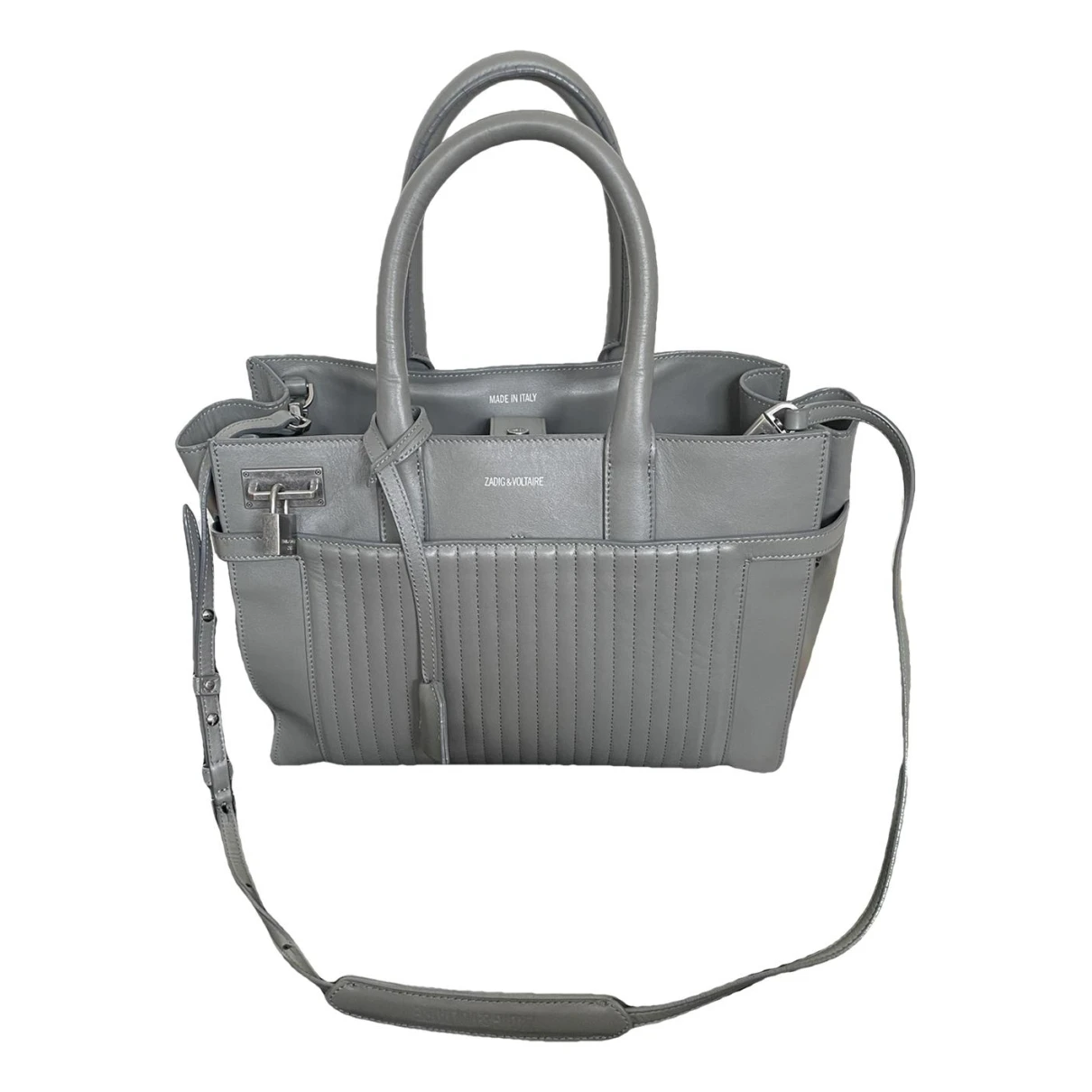 Pre-owned Zadig & Voltaire Candide Leather Handbag In Grey