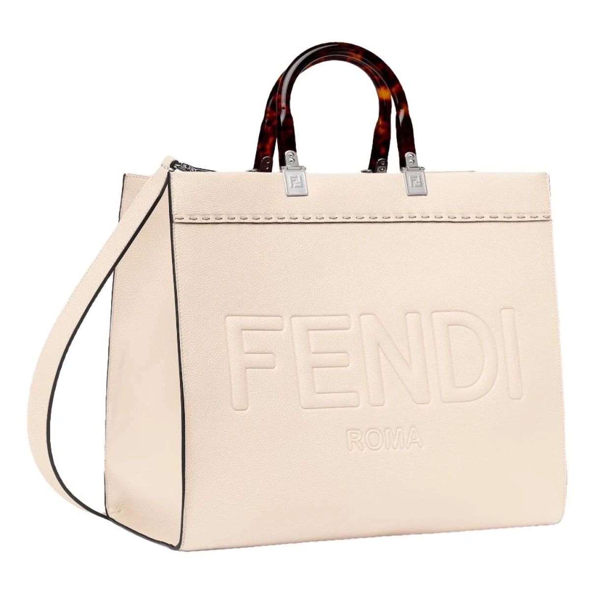Pre-owned Fendi Sunshine Leather Tote In Pink