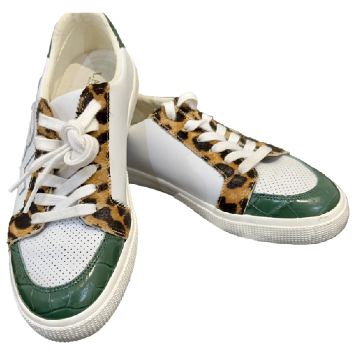 Pre-owned Lauren Ralph Lauren Leather Trainers In White