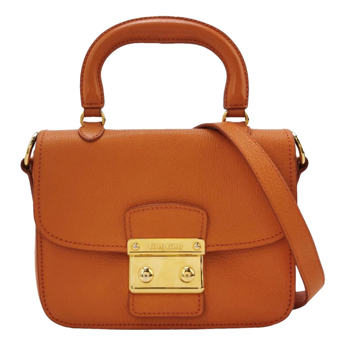 Pre-owned Miu Miu Leather Crossbody Bag In Orange
