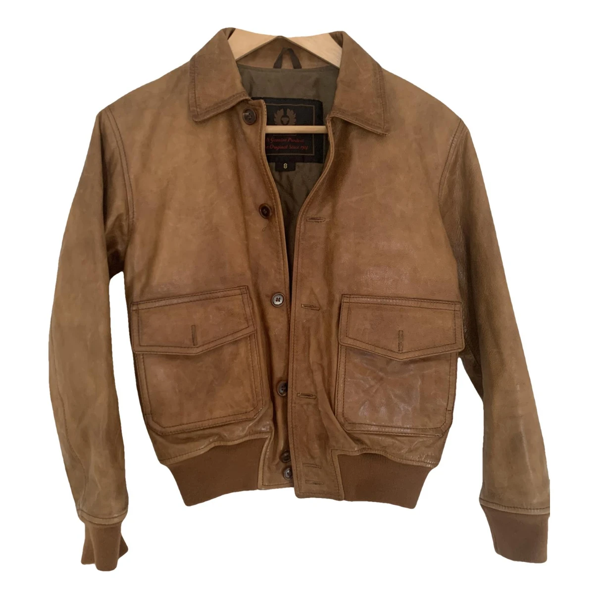 Pre-owned Belstaff Leather Jacket In Beige