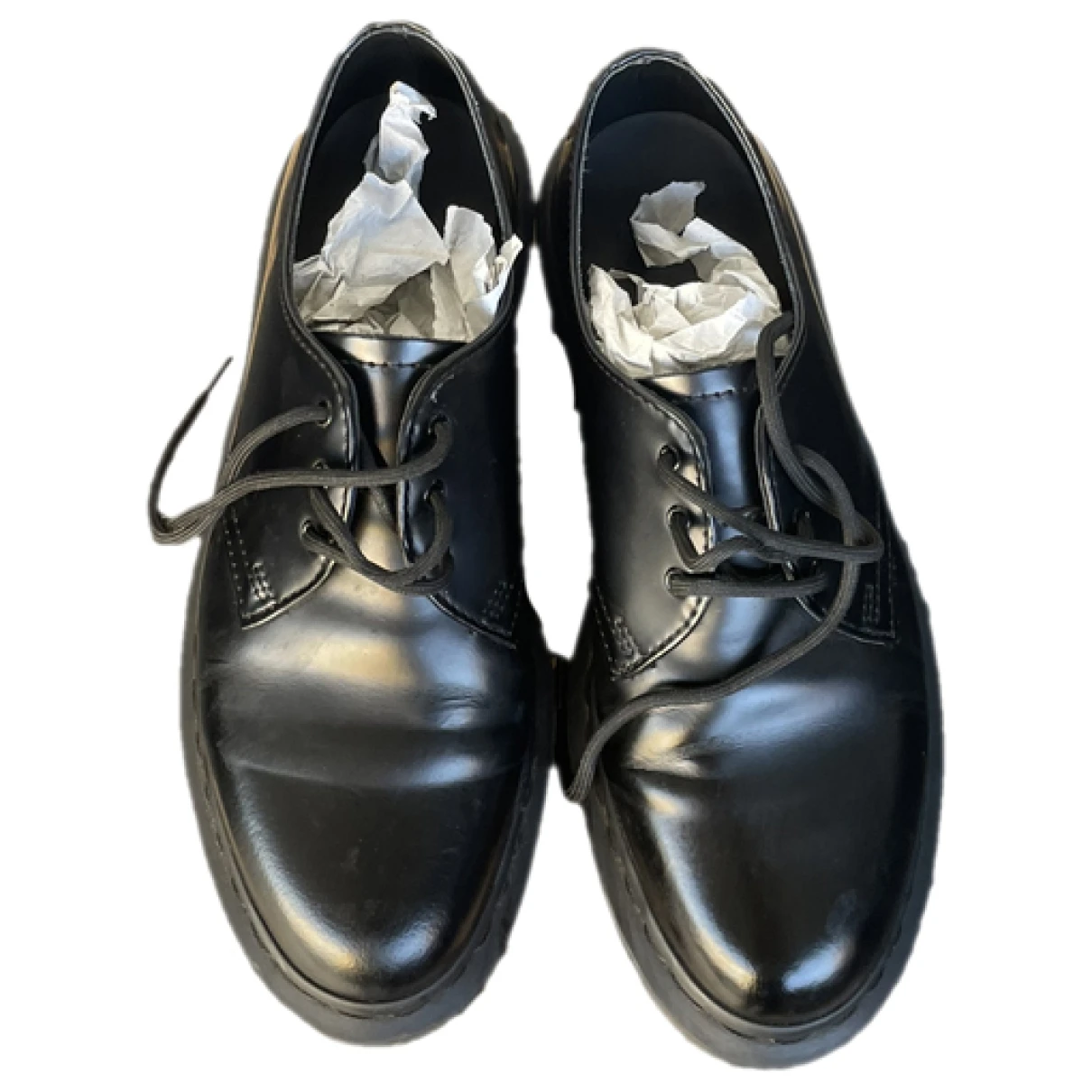 Pre-owned Dr. Martens' Leather Flats In Black