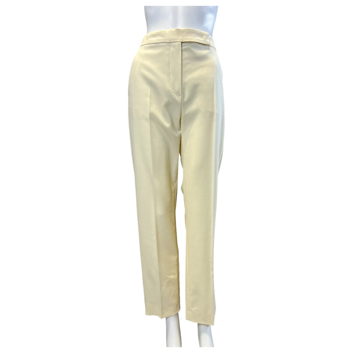 Pre-owned Max Mara Atelier Wool Straight Pants In Yellow