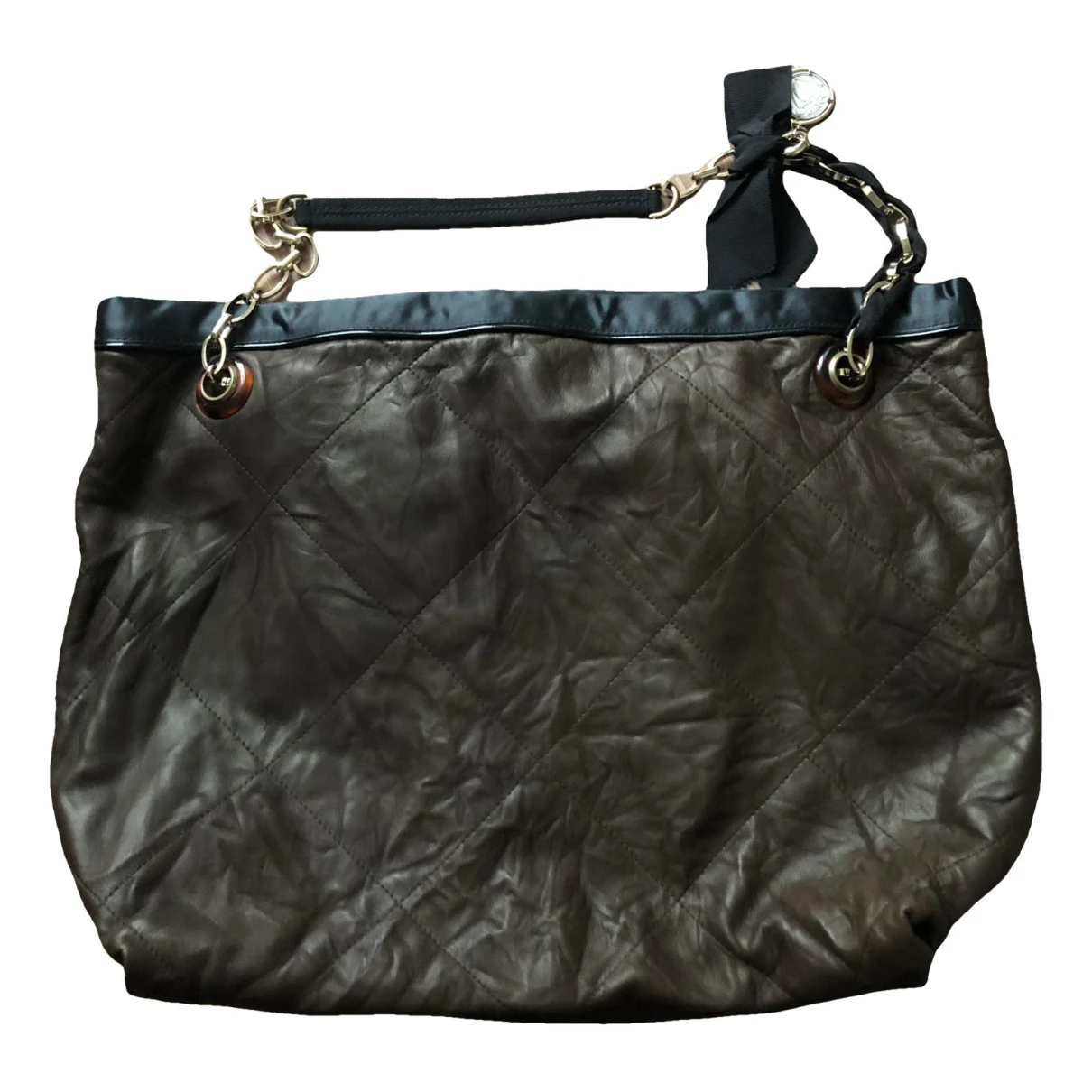 Pre-owned Lanvin Amalia Leather Handbag In Brown