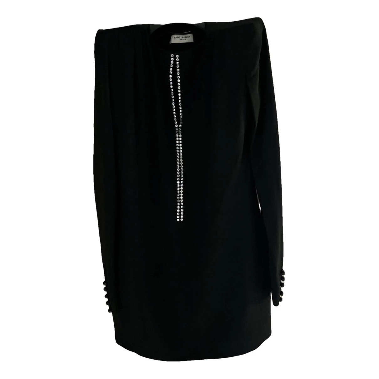 Pre-owned Saint Laurent Silk Mini Dress In Black