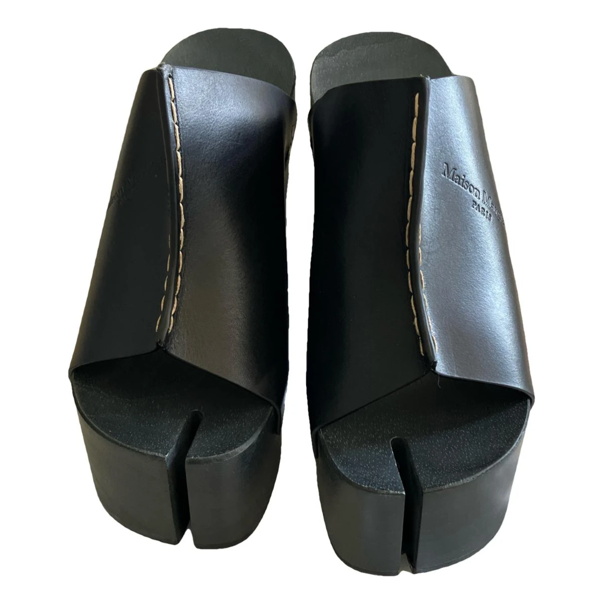 Pre-owned Maison Margiela Leather Mules & Clogs In Black