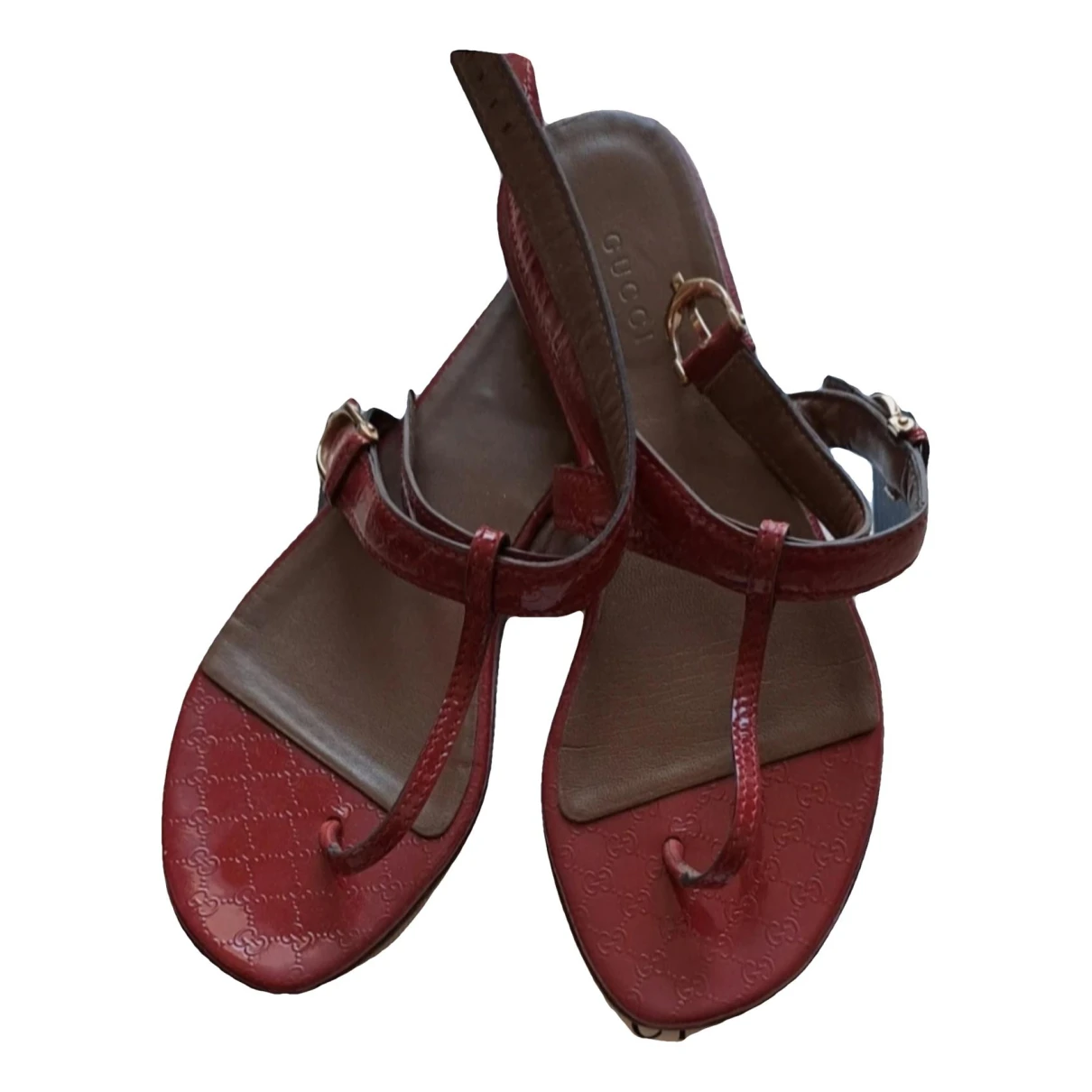 Pre-owned Gucci Patent Leather Flip Flops In Other