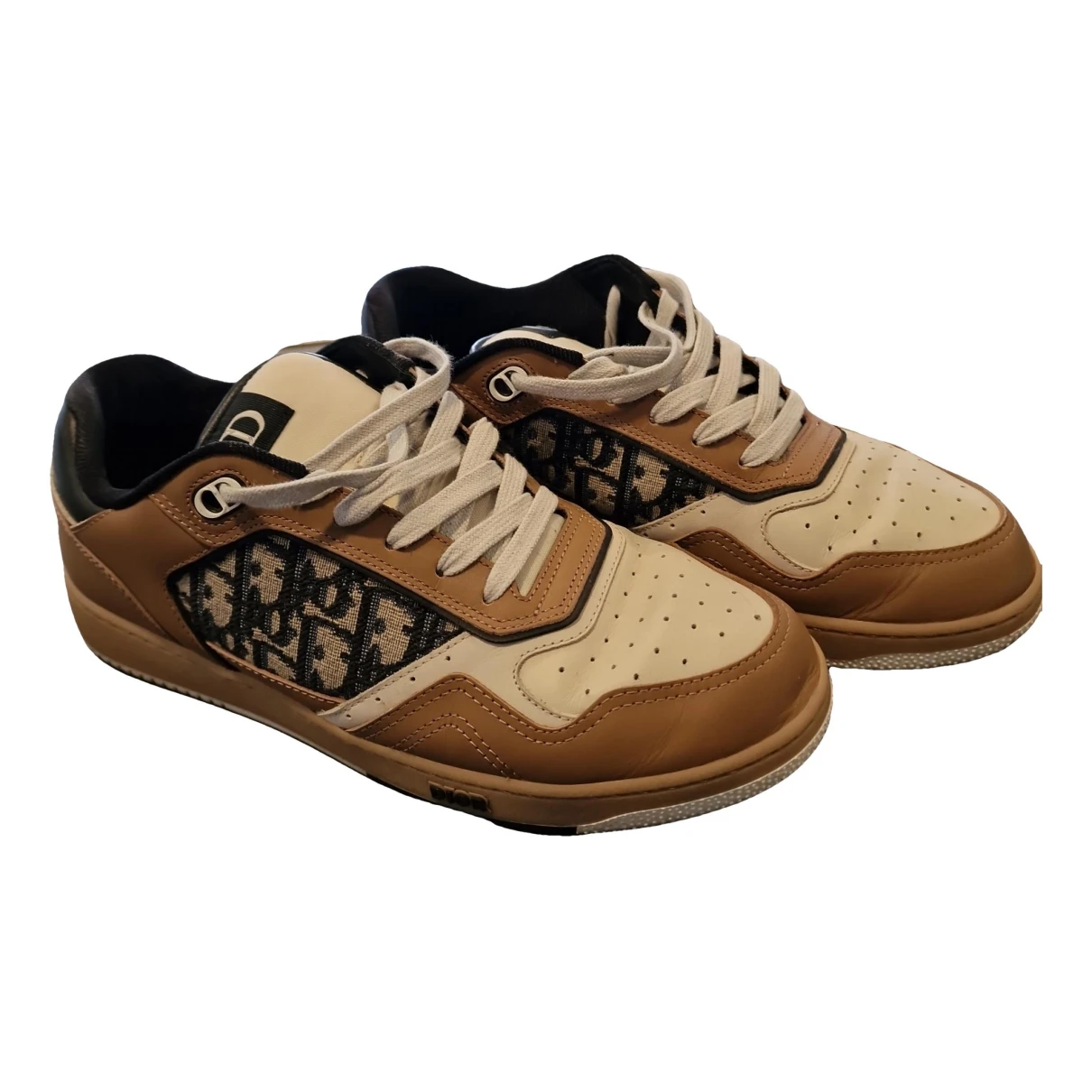 Pre-owned Dior Leather Low Trainers In Brown