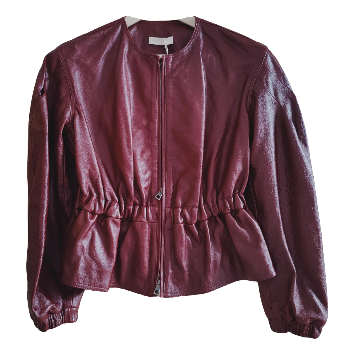 Pre-owned Ulla Johnson Leather Jacket In Burgundy