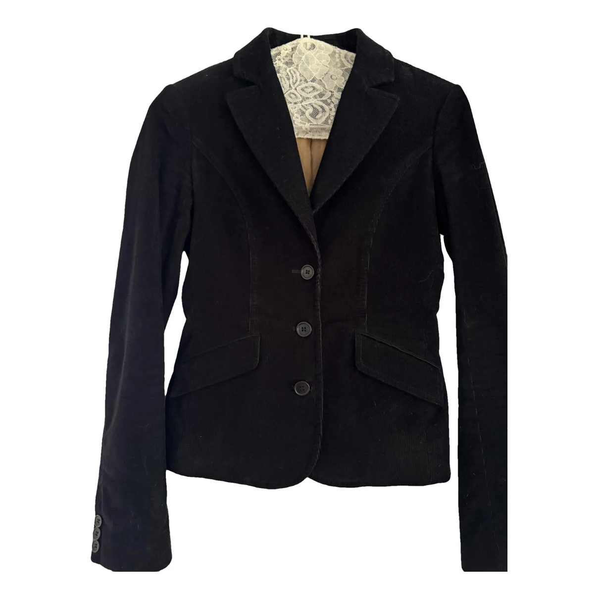 Pre-owned Tommy Hilfiger Tweed Suit Jacket In Black