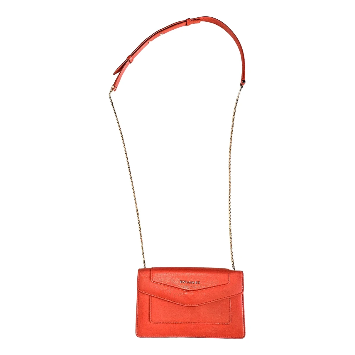 Pre-owned Bvlgari Leather Clutch Bag In Orange