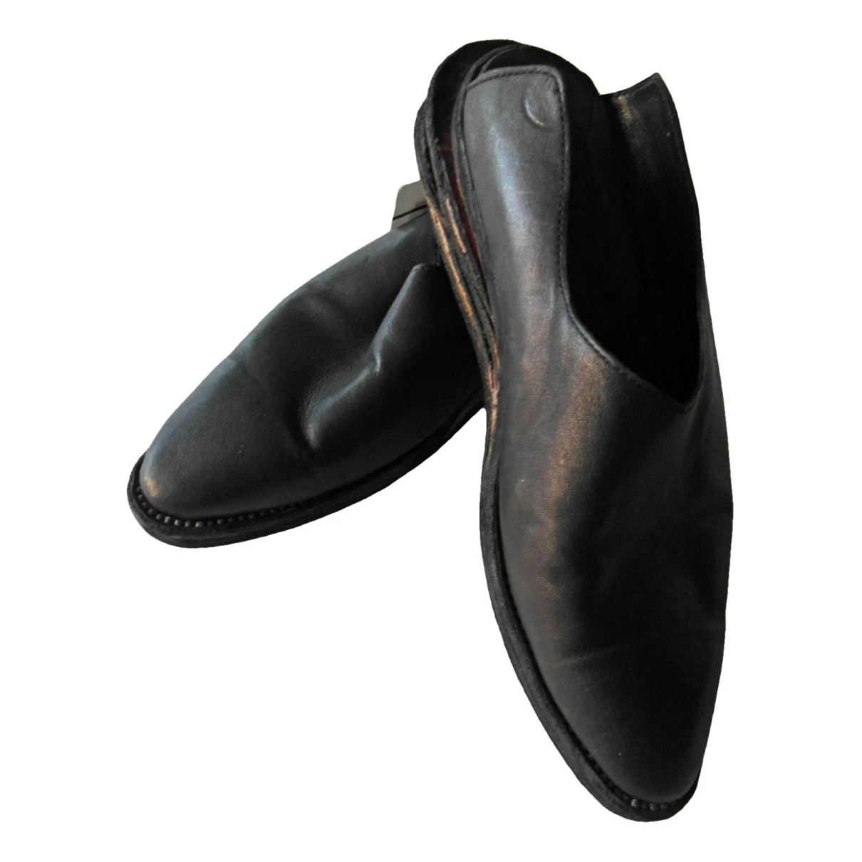Pre-owned Guidi Leather Mules & Clogs In Black