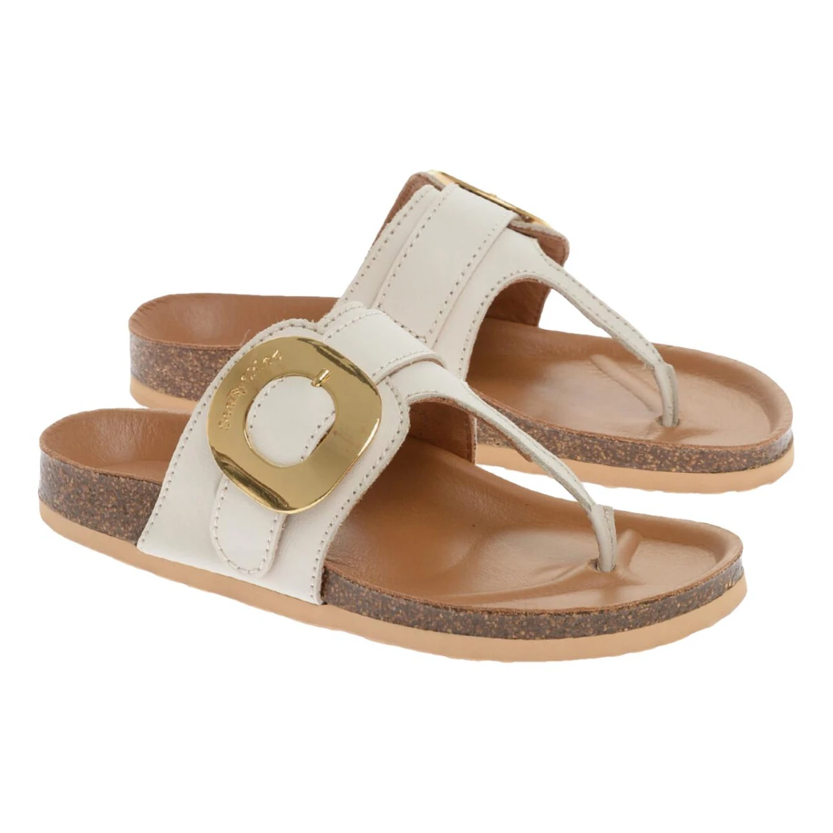 Pre-owned See By Chloé Leather Flip Flops In White