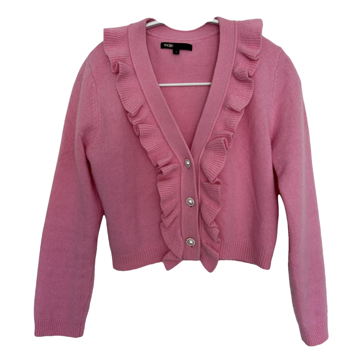 Pre-owned Maje Wool Cardigan In Pink