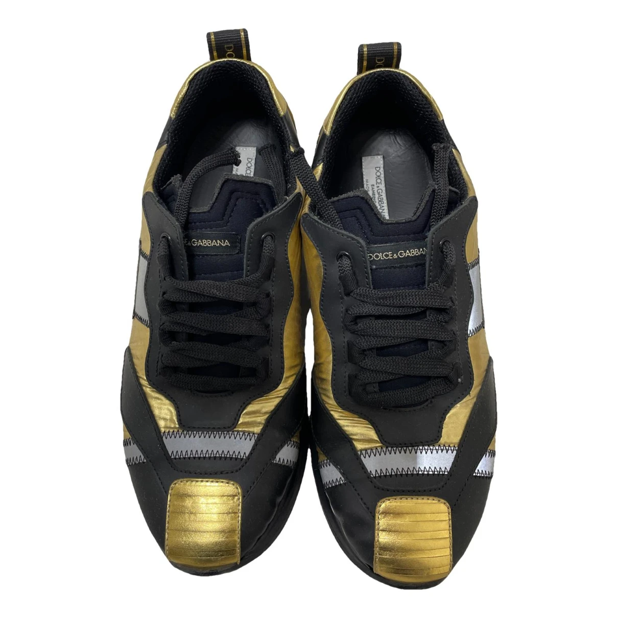 Pre-owned Dolce & Gabbana Vegan Leather Trainers In Gold