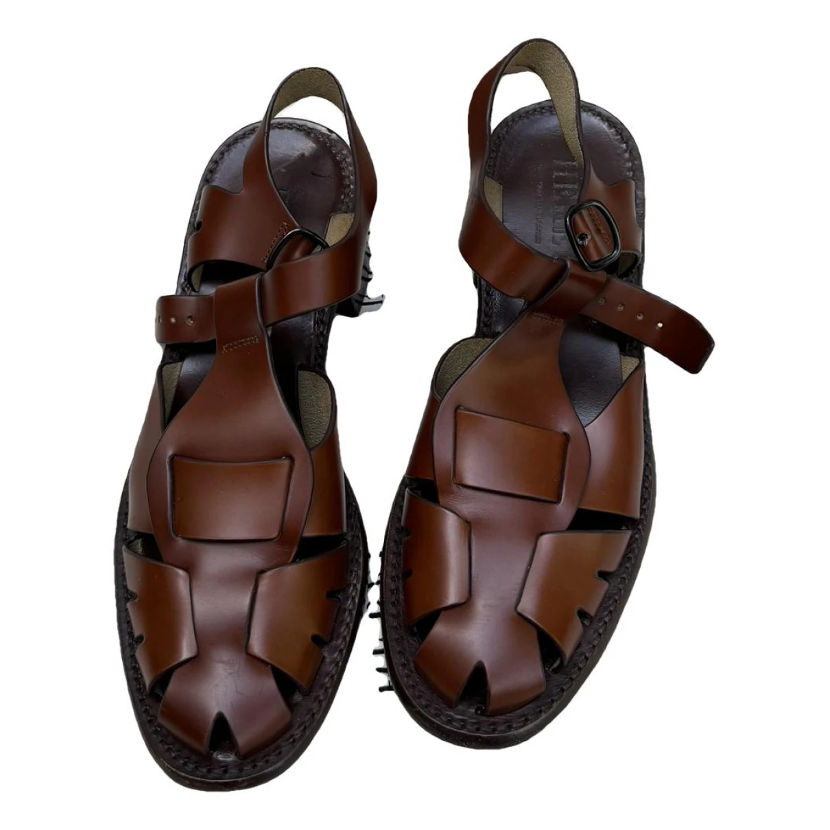 Pre-owned Hereu Leather Sandal In Brown