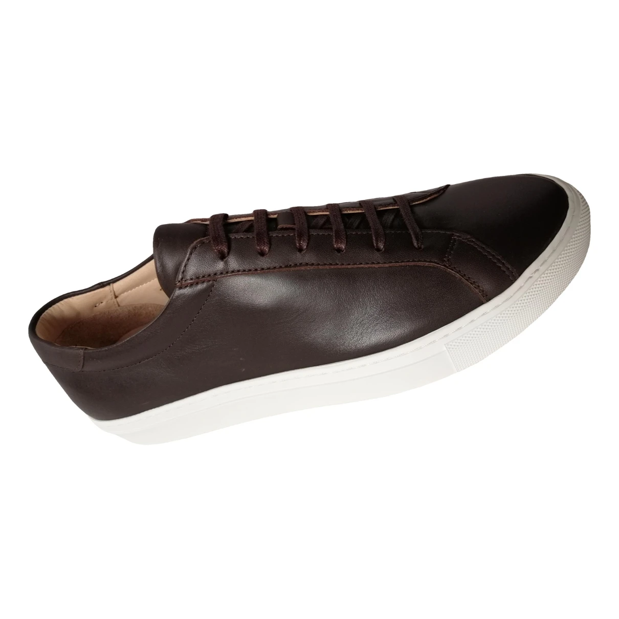 Pre-owned Suitsupply Leather Low Trainers In Brown
