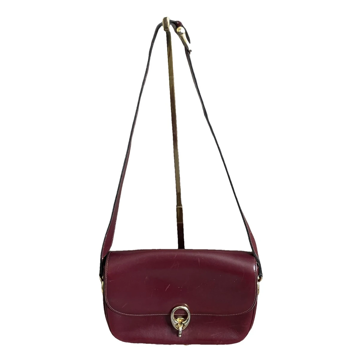 Pre-owned Celine Triomphe Leather Handbag In Burgundy