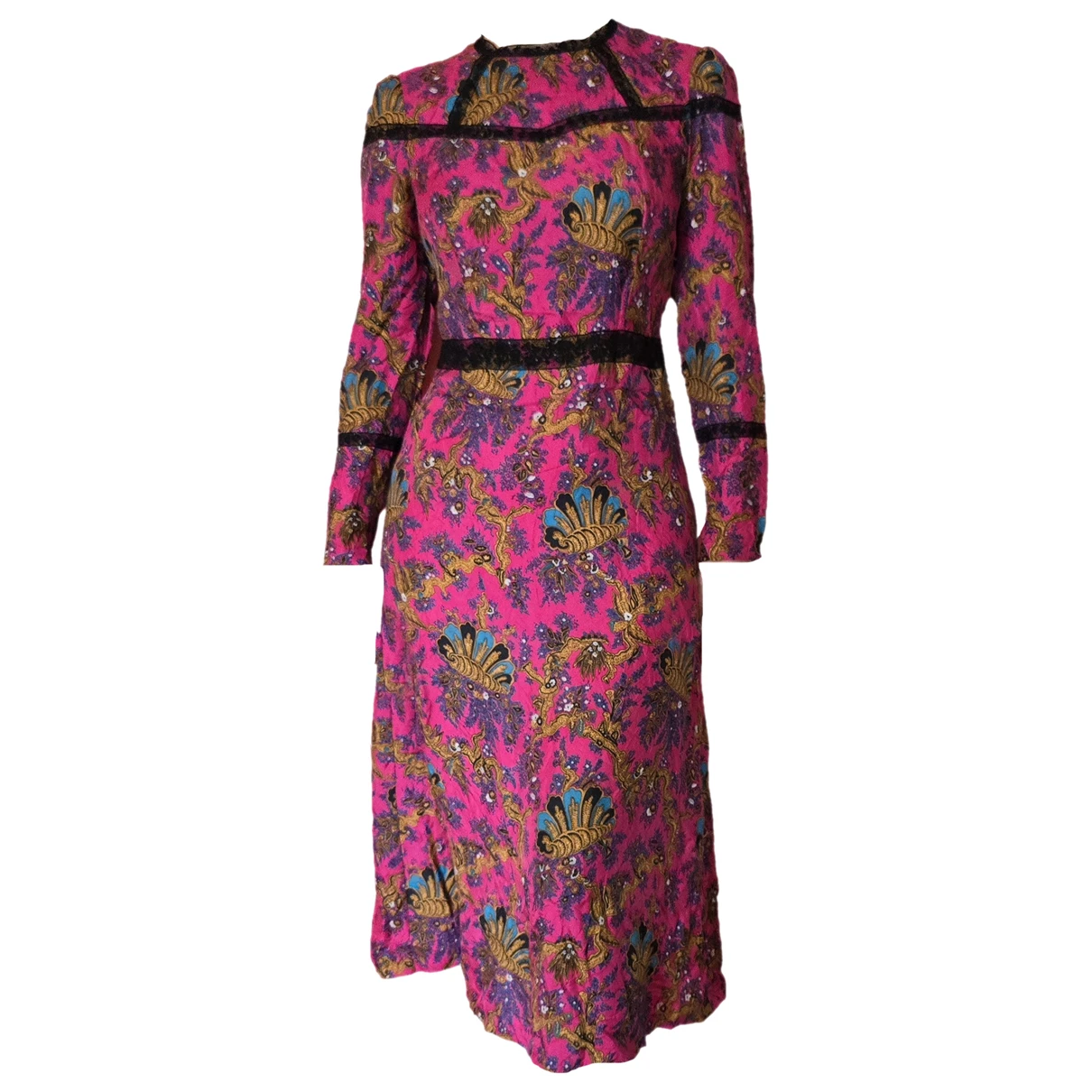 Pre-owned Sandro Silk Mid-length Dress In Pink
