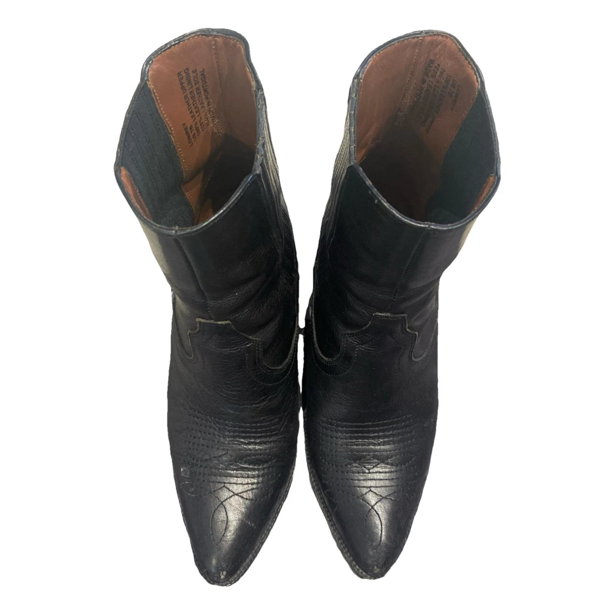 Pre-owned Polo Ralph Lauren Leather Cowboy Boots In Black