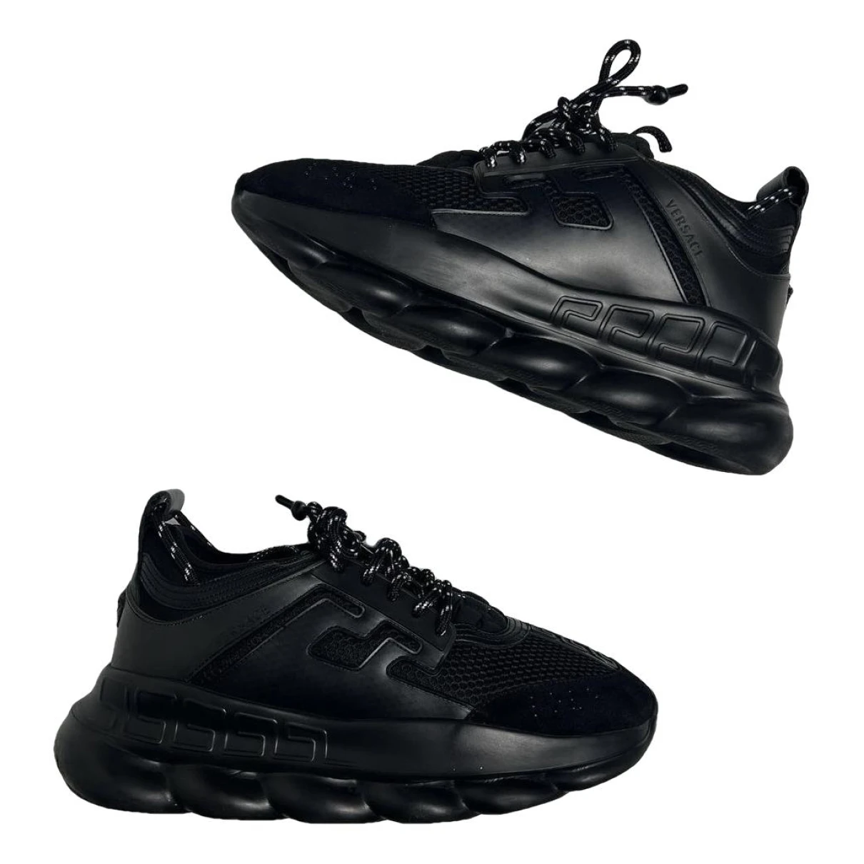 Pre-owned Versace Chain Reaction Low Trainers In Black