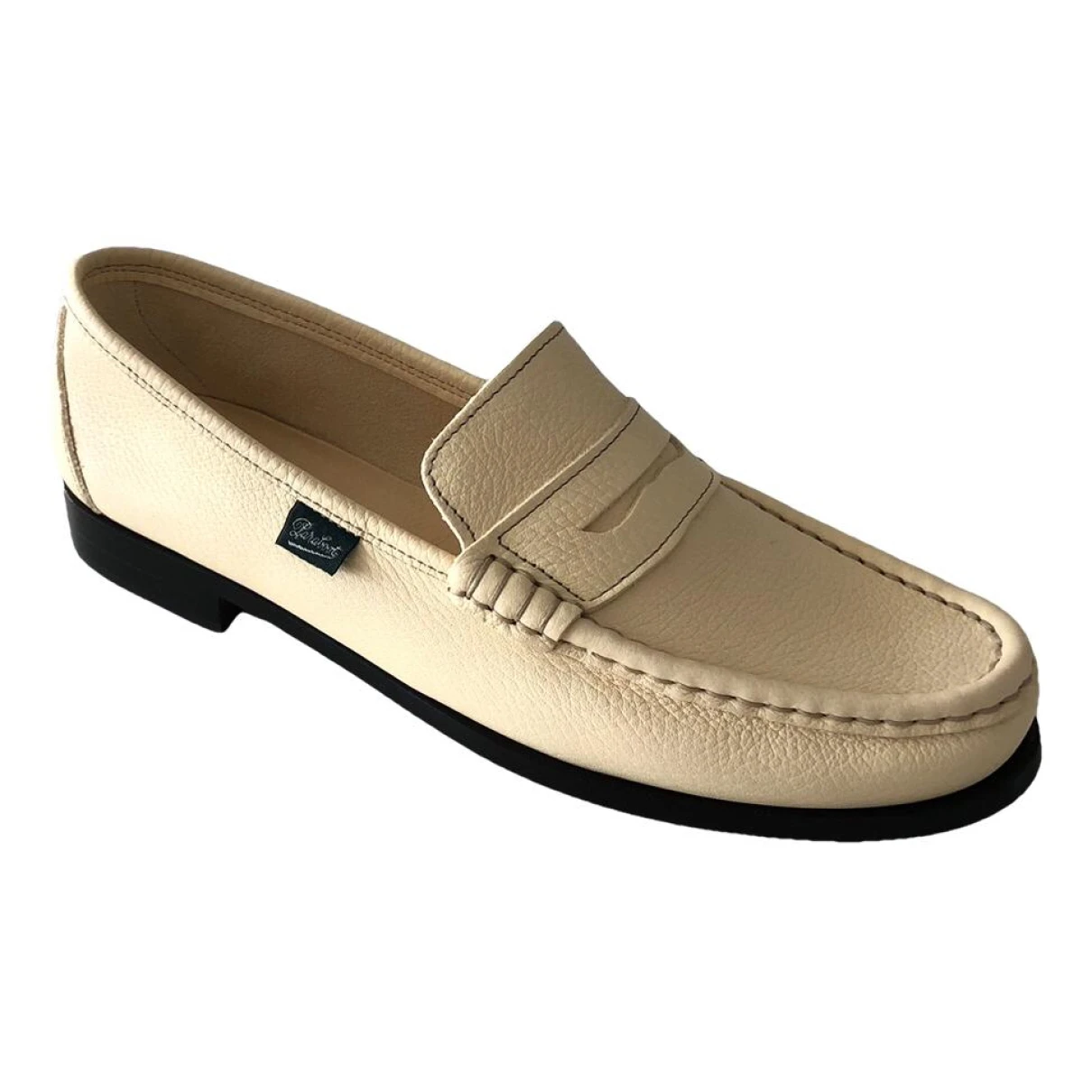 Pre-owned Paraboot Leather Flats In Ecru