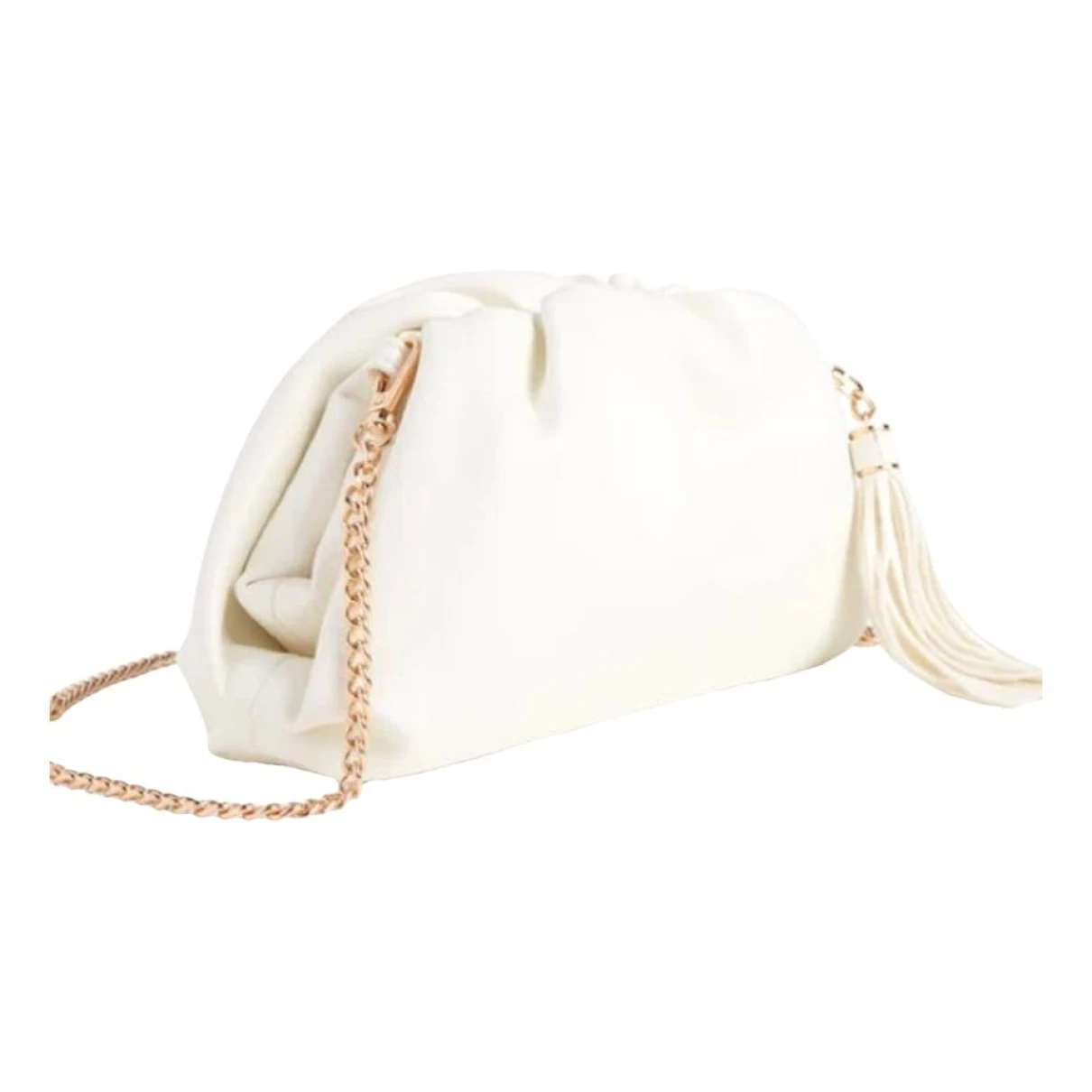 Pre-owned Understated Leather Vegan Leather Clutch Bag In White