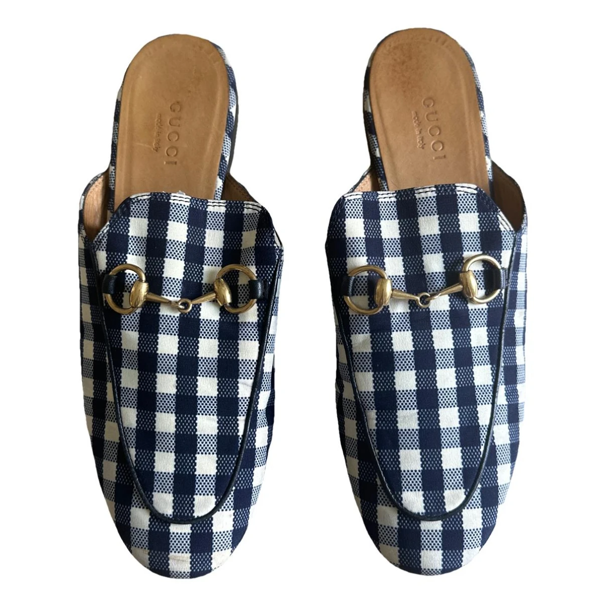 Pre-owned Gucci Leather Mules & Clogs In Navy