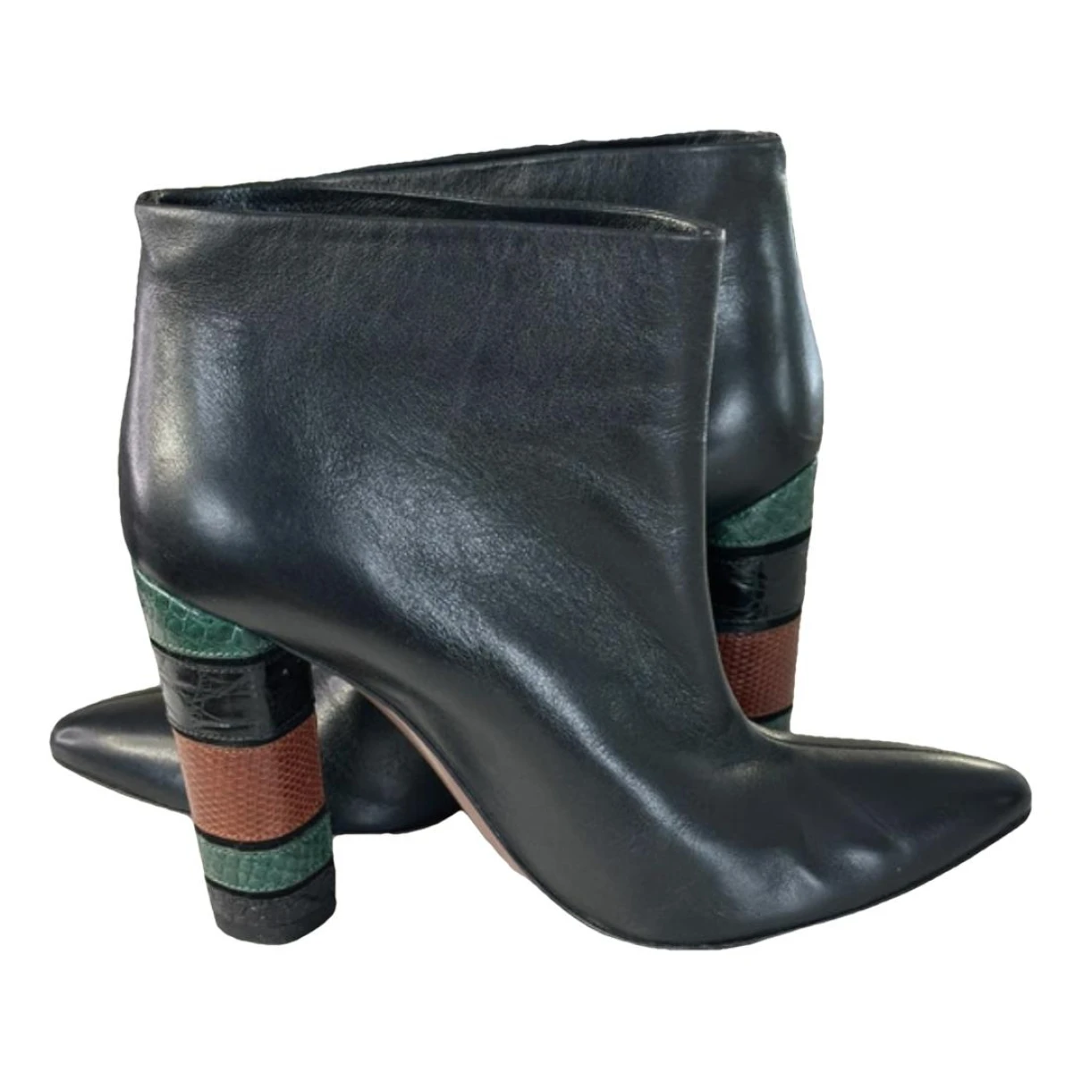 Pre-owned Missoni Leather Ankle Boots In Black