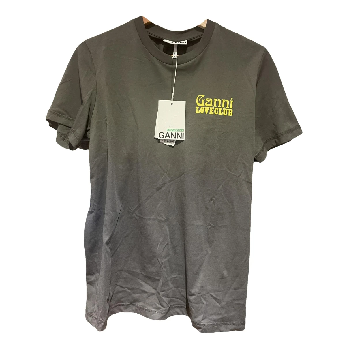 Pre-owned Ganni T-shirt In Grey