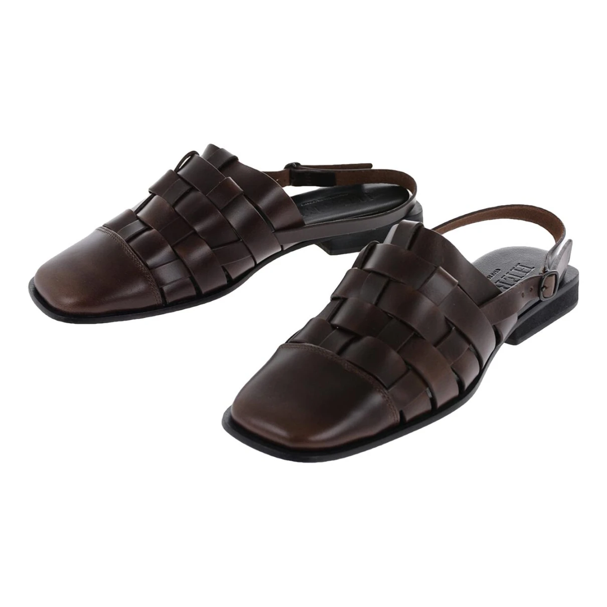 Pre-owned Hereu Leather Mules In Brown