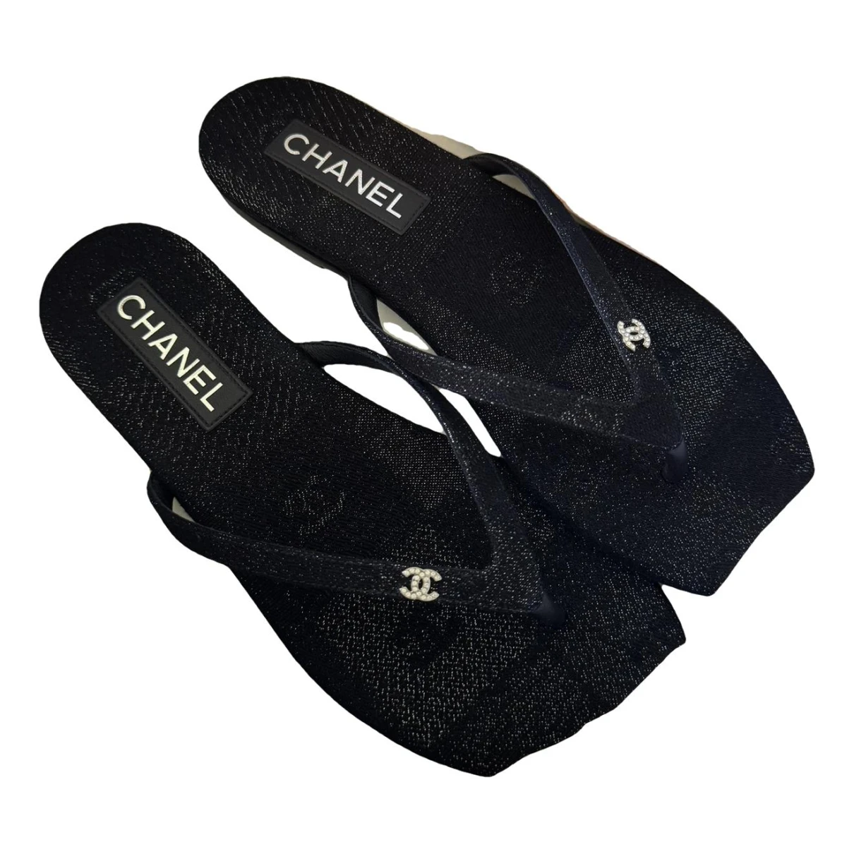 Pre-owned Chanel Cloth Sandal In Blue