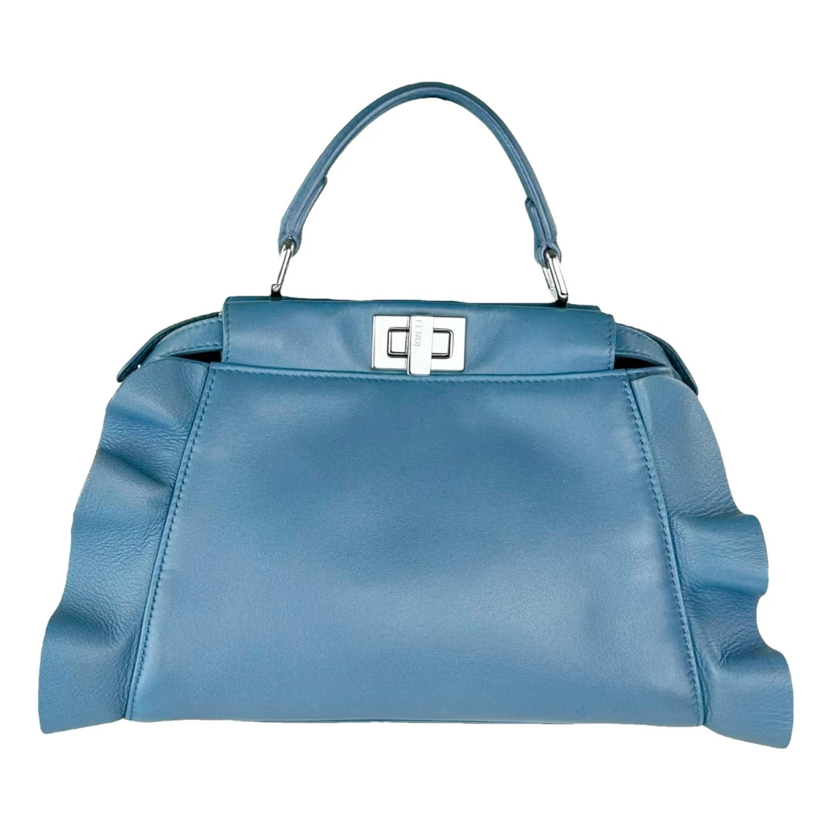 Pre-owned Fendi Peekaboo Leather Crossbody Bag In Blue