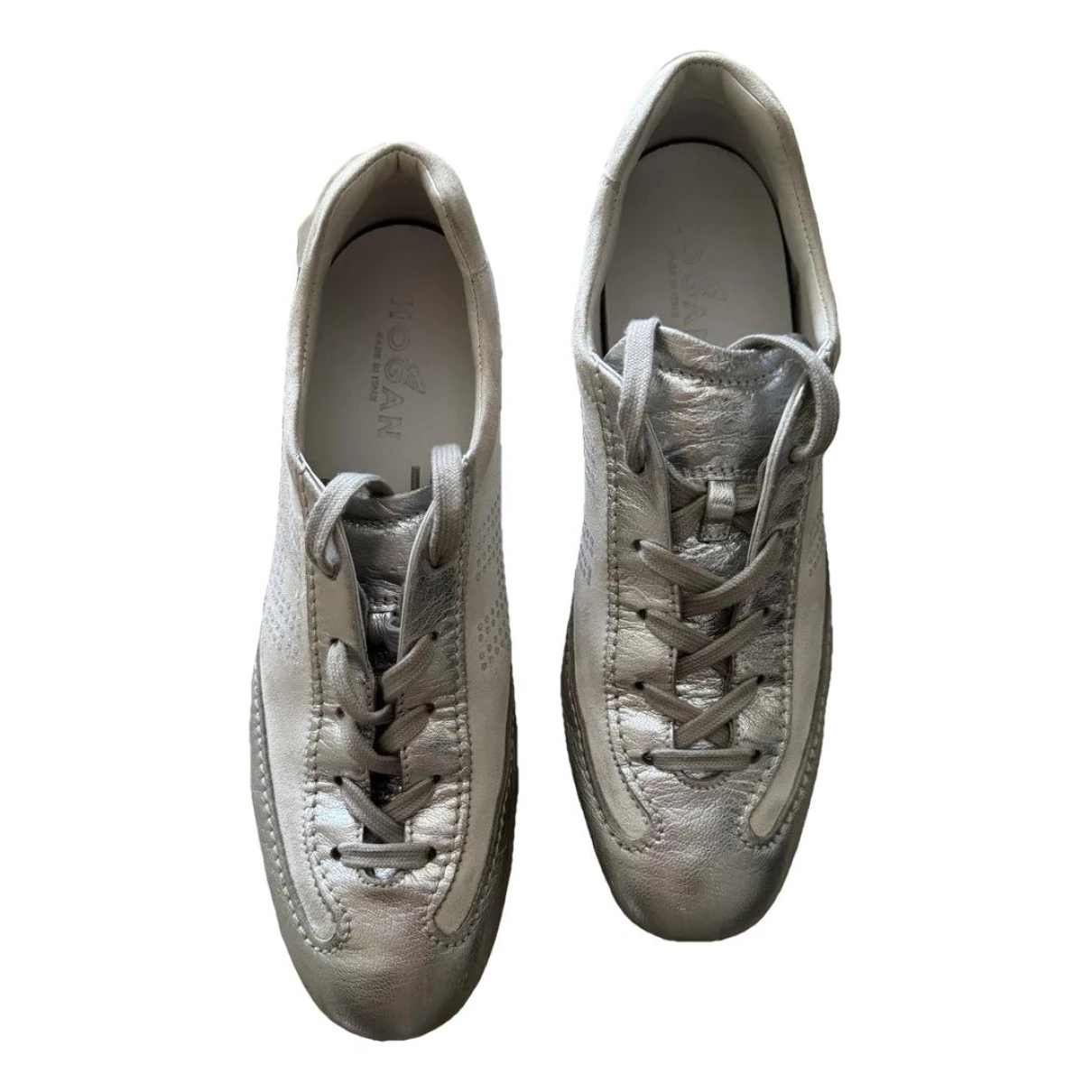 Pre-owned Hogan Leather Trainers In Silver