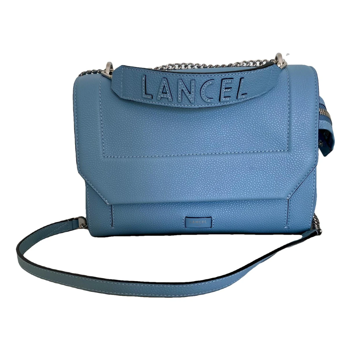 Pre-owned Lancel Ninon Leather Crossbody Bag In Blue