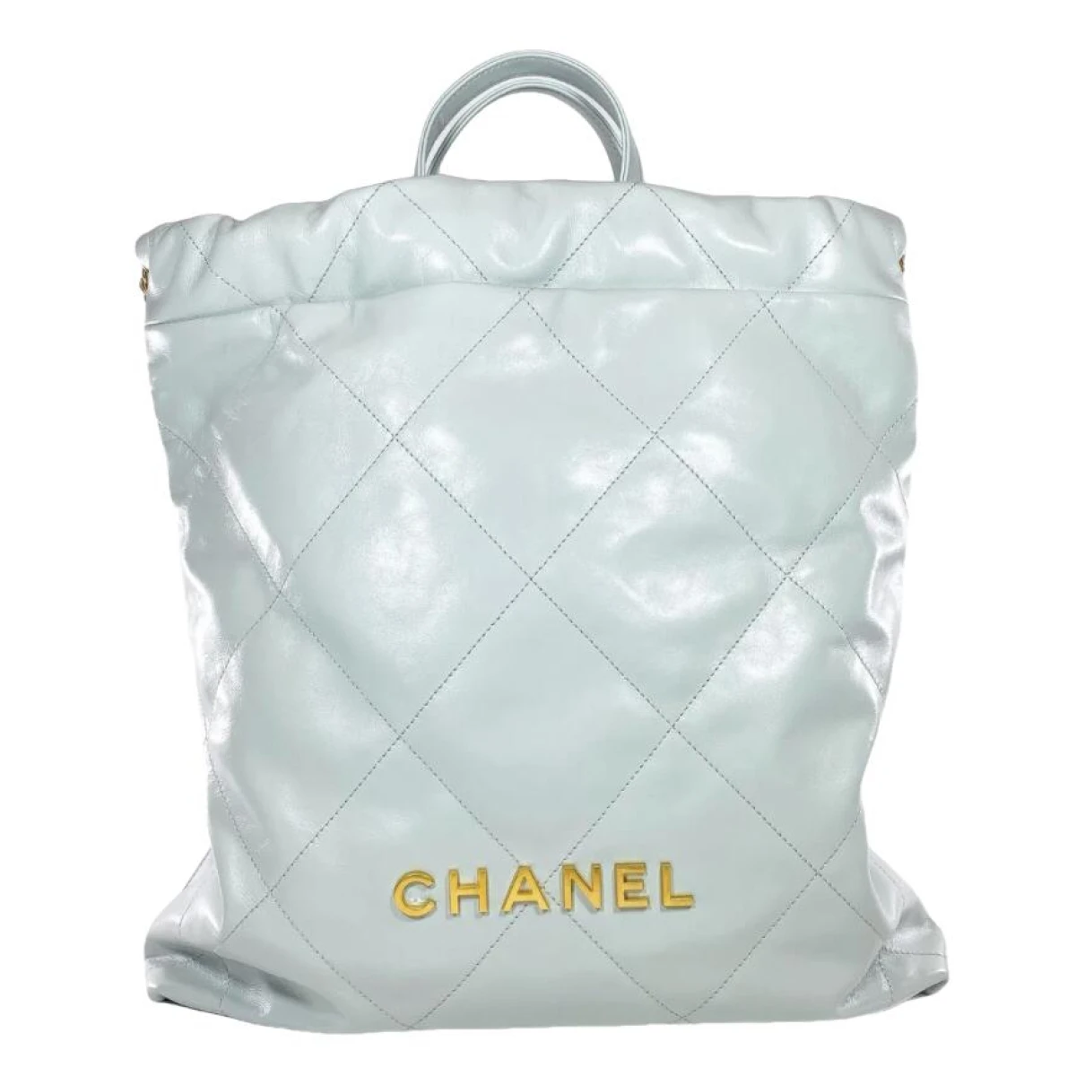 Pre-owned Chanel 22 Leather Backpack In Blue