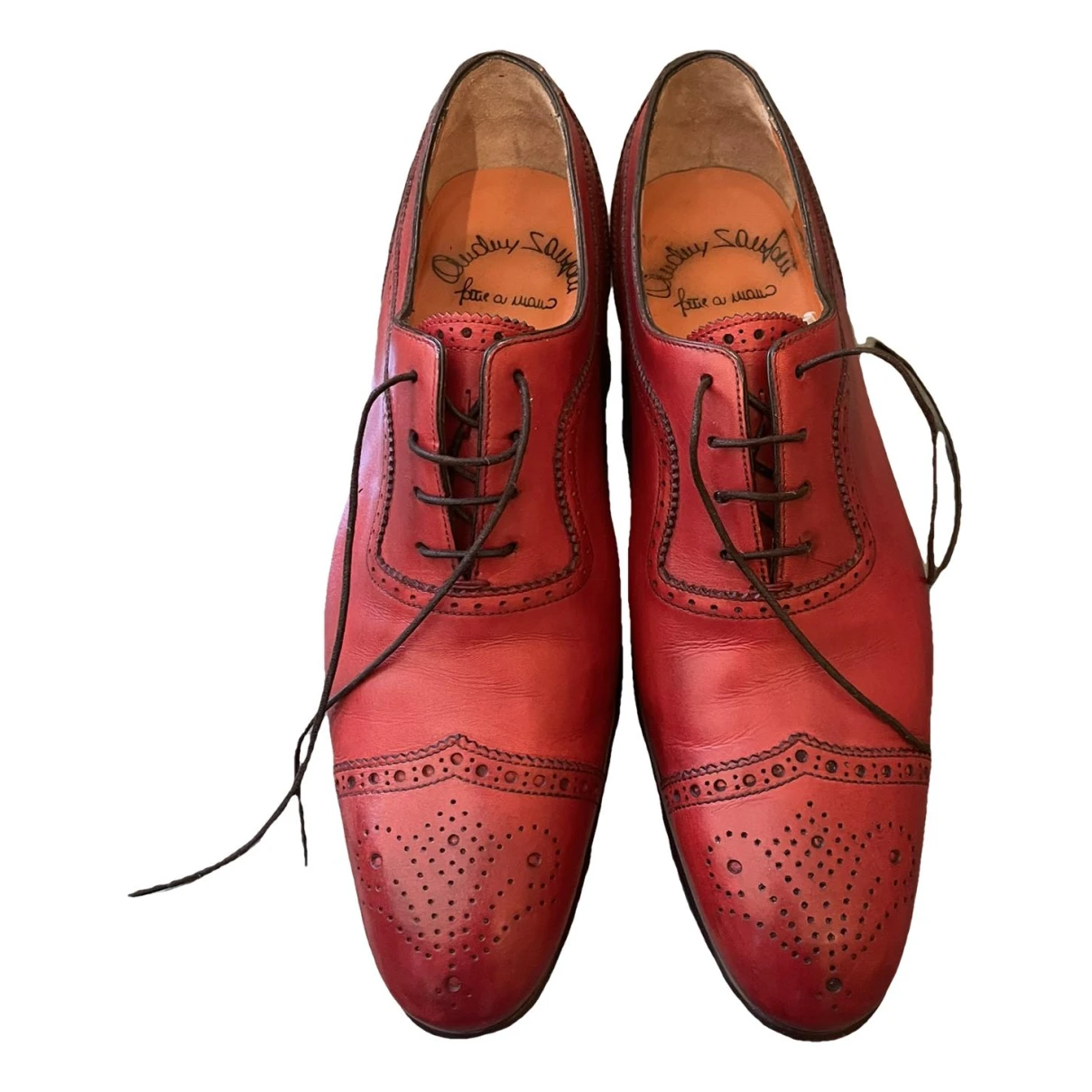 Pre-owned Santoni Leather Flats In Red