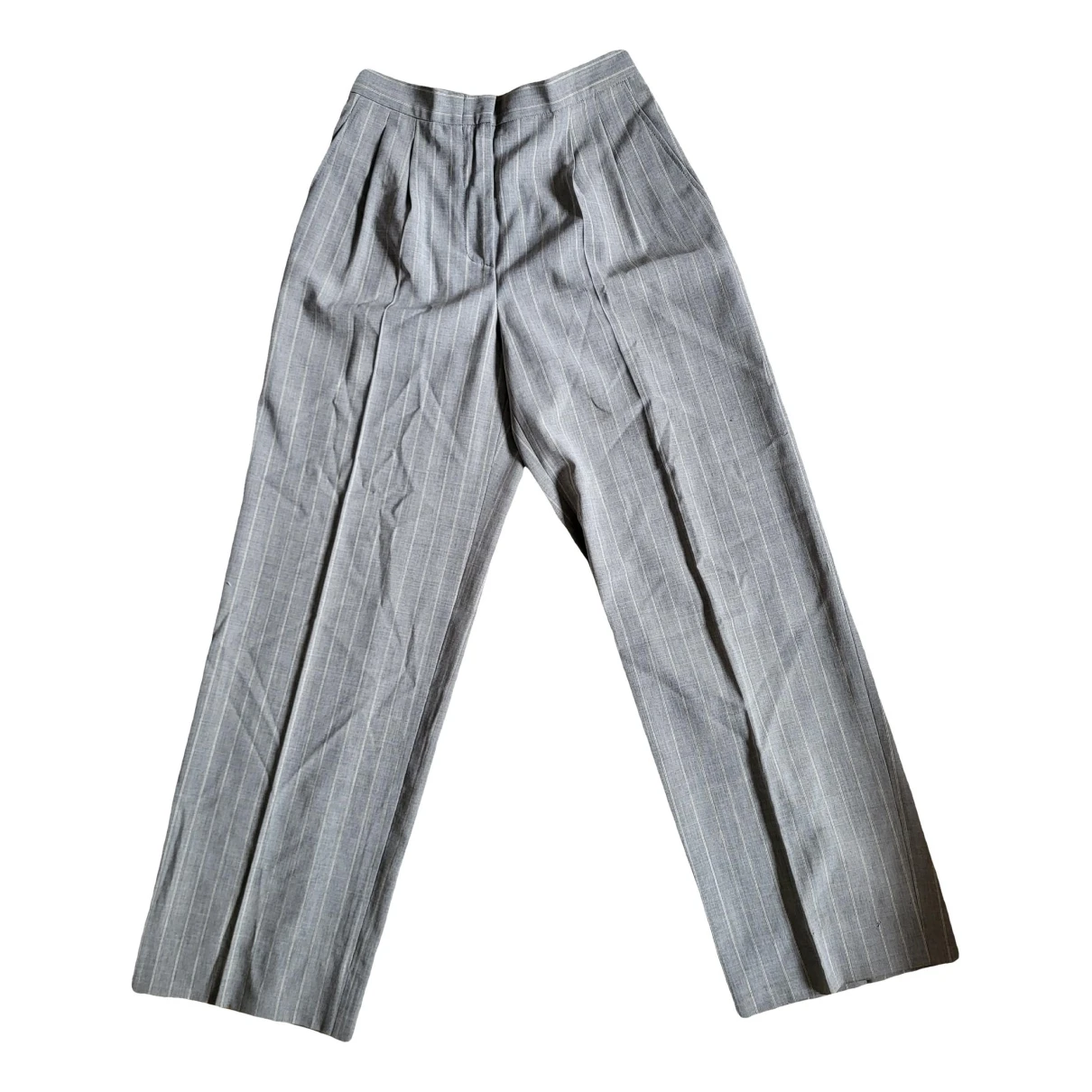 Pre-owned Max Mara Atelier Wool Straight Pants In Grey