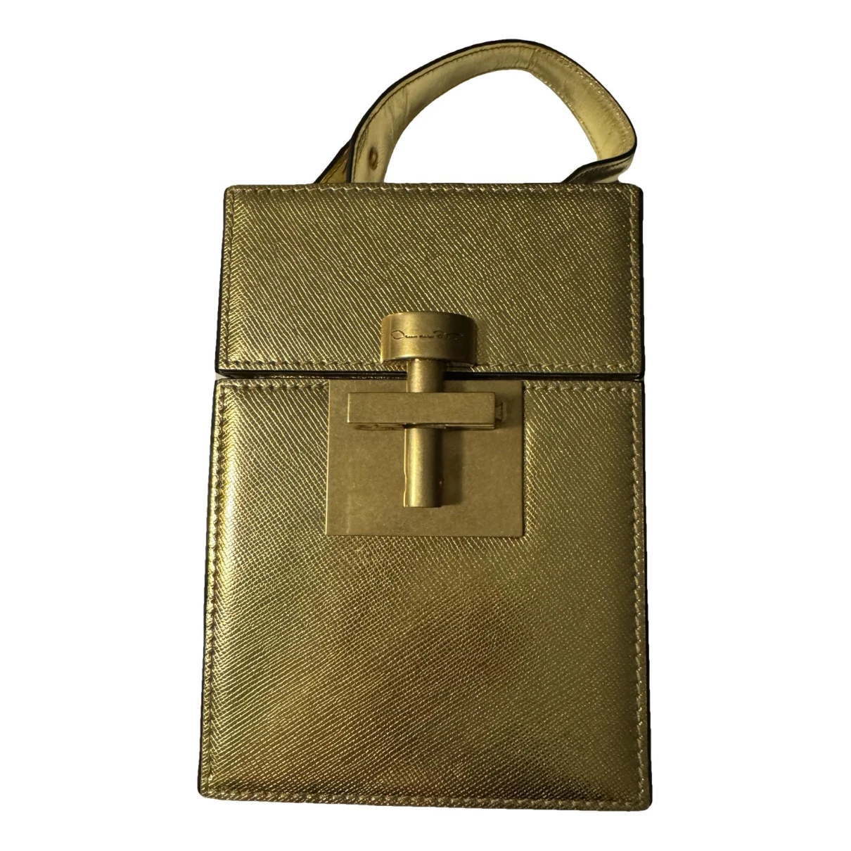 Pre-owned Oscar De La Renta Leather Clutch Bag In Gold