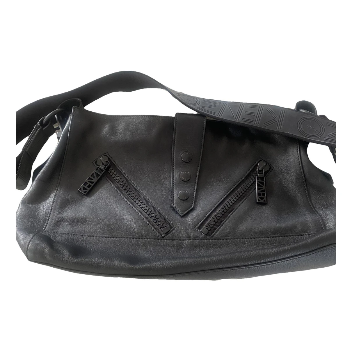 Pre-owned Kenzo Kalifornia Leather Crossbody Bag In Black