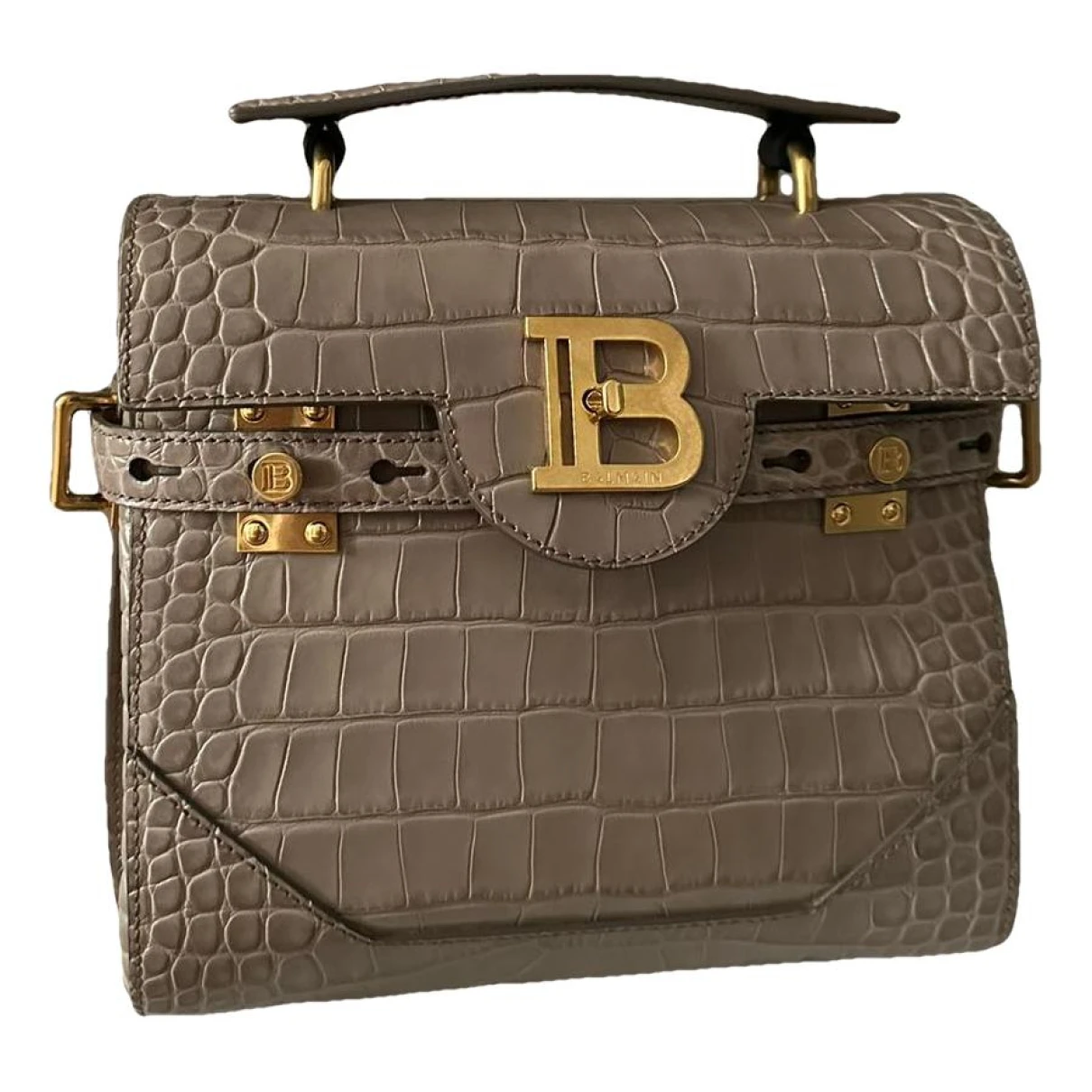 Pre-owned Balmain Bbuzz Leather Handbag In Brown