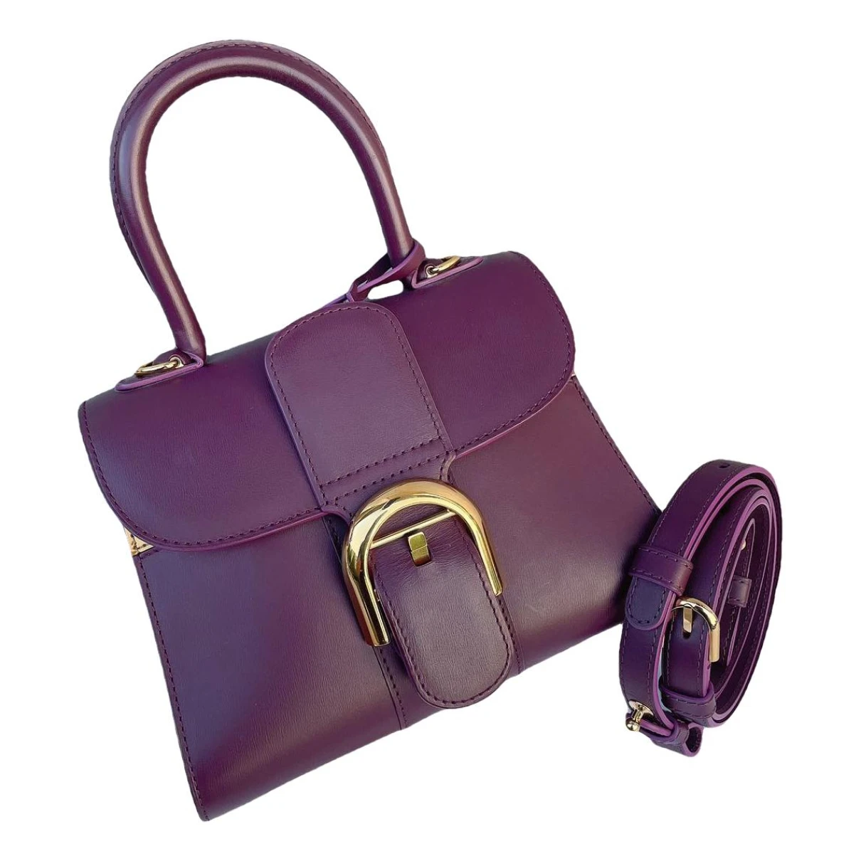 Pre-owned Delvaux Brillant Leather Handbag In Purple
