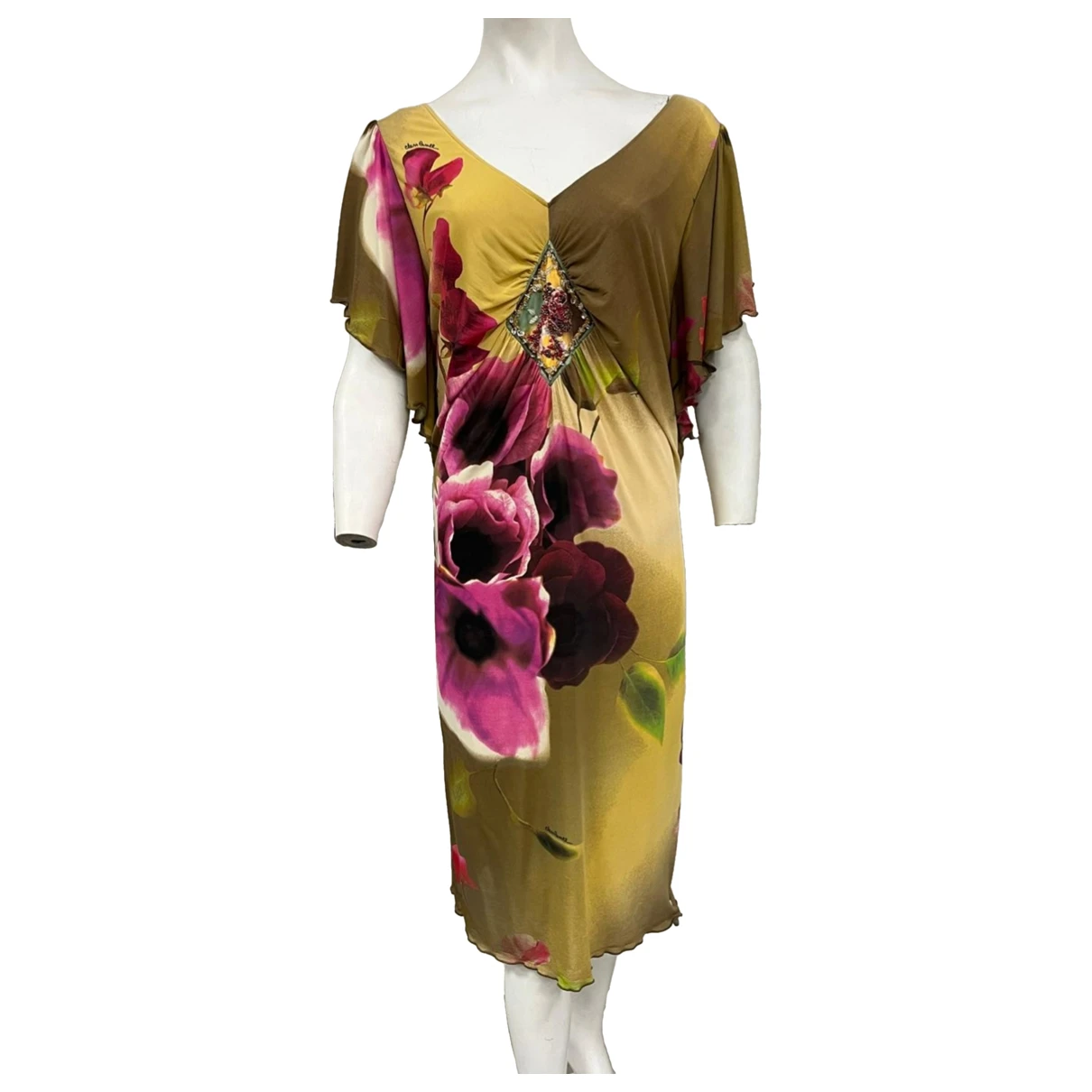 Pre-owned Class Cavalli Mid-length Dress In Beige