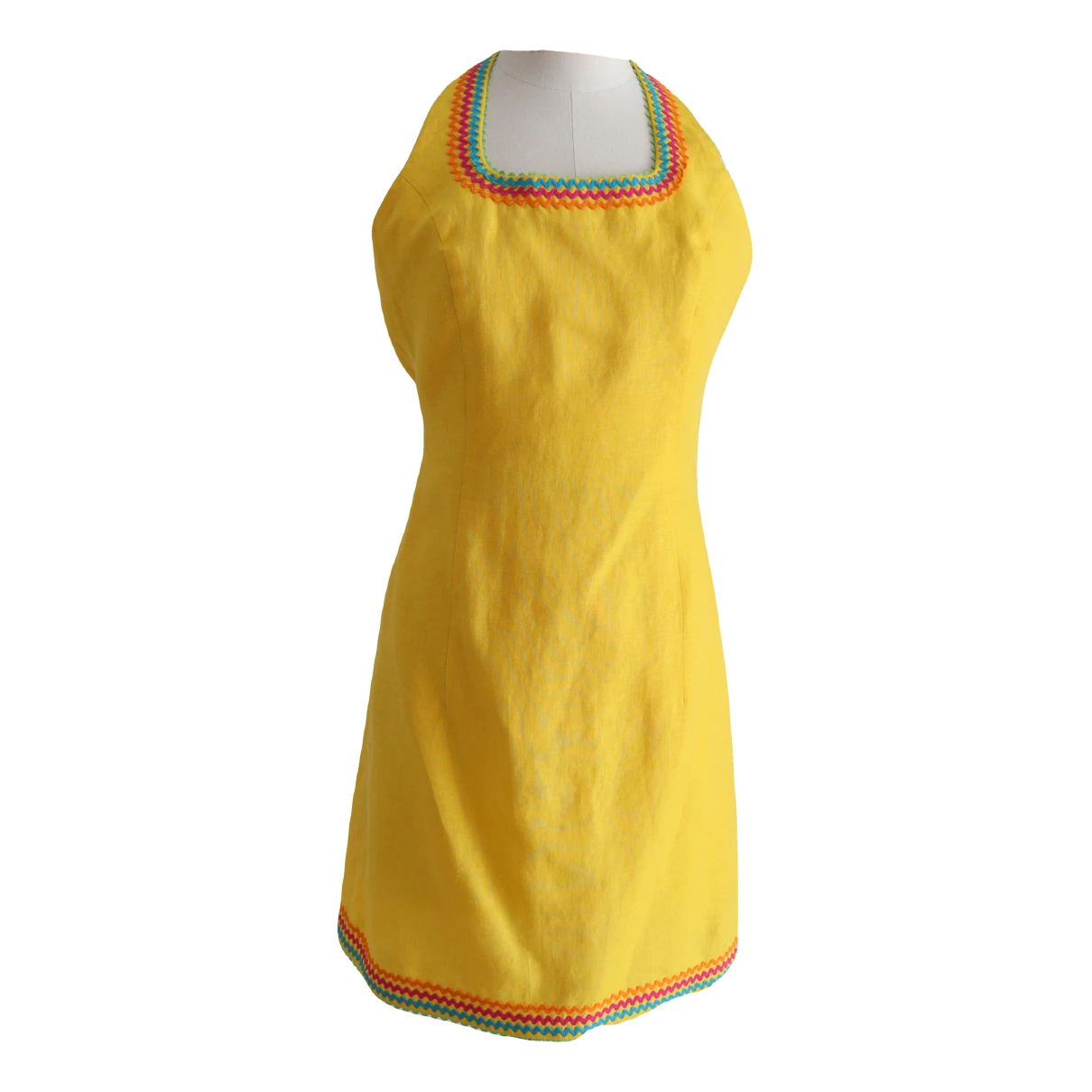 Pre-owned Kenzo Linen Mini Dress In Yellow