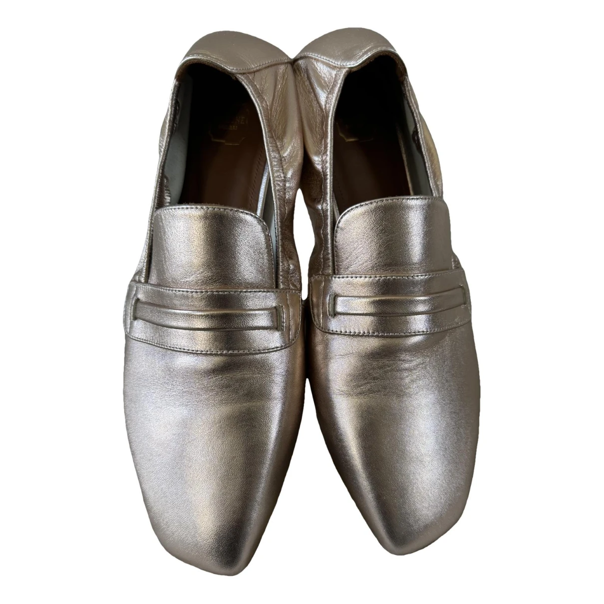 Pre-owned Malone Souliers Leather Flats In Metallic