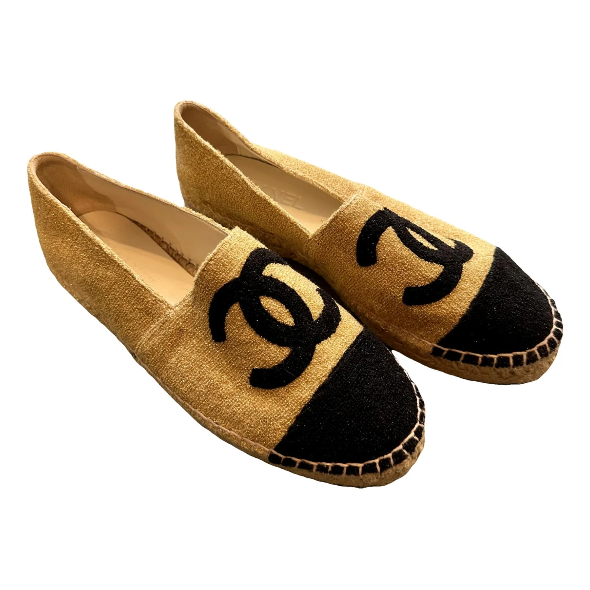 Pre-owned Chanel Leather Espadrilles In Gold